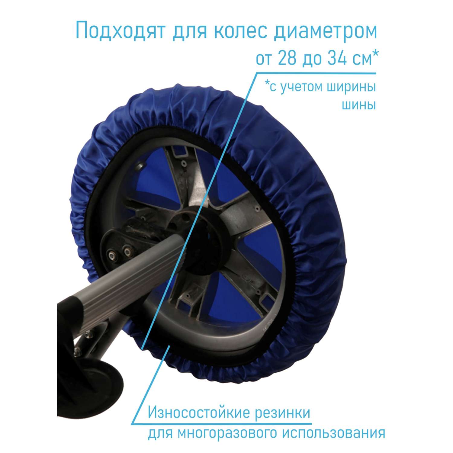 Чехлы на колеса Чудо-чадо для коляски 2 шт темно-синие / d = 28-34 см CHK04-002 - фото 2