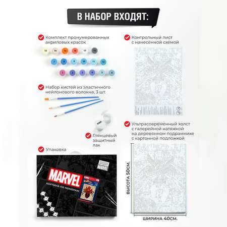 Набор для рисования Marvel картина по номерам Человек паук холст 40*50