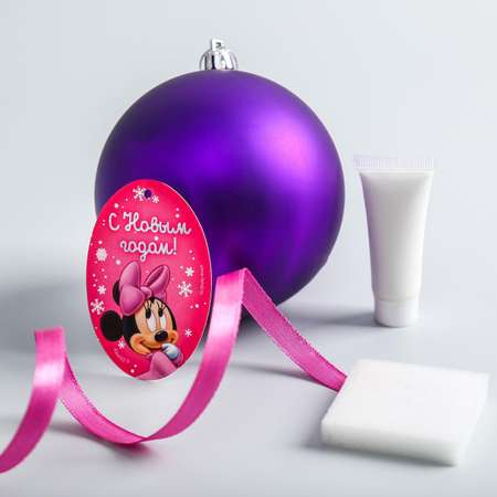 Новогодний ёлочный шар Disney «Отпечаток детской ручки» Минни Маус фиолетовый