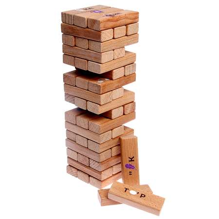 Настольная игра Sima-Land «Башня с ребусами» 54 элемента в деревянном ящике