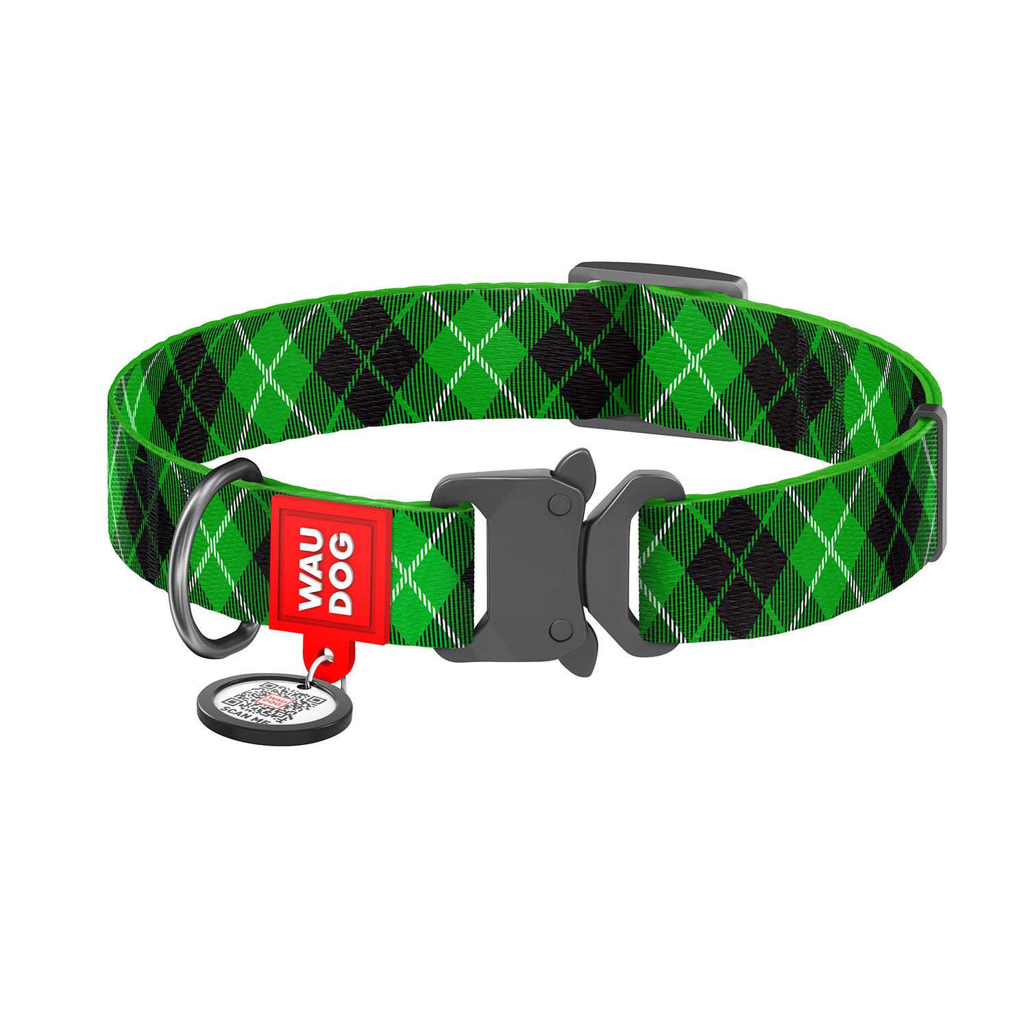 Ошейник для собак Waudog Nylon Шотландка крупный Зеленый 5094 - фото 1