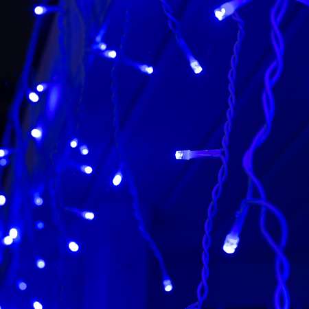 Гирлянда Luazon «Бахрома» IP44 УМС белая нить 160 LED свечение синее 220 В