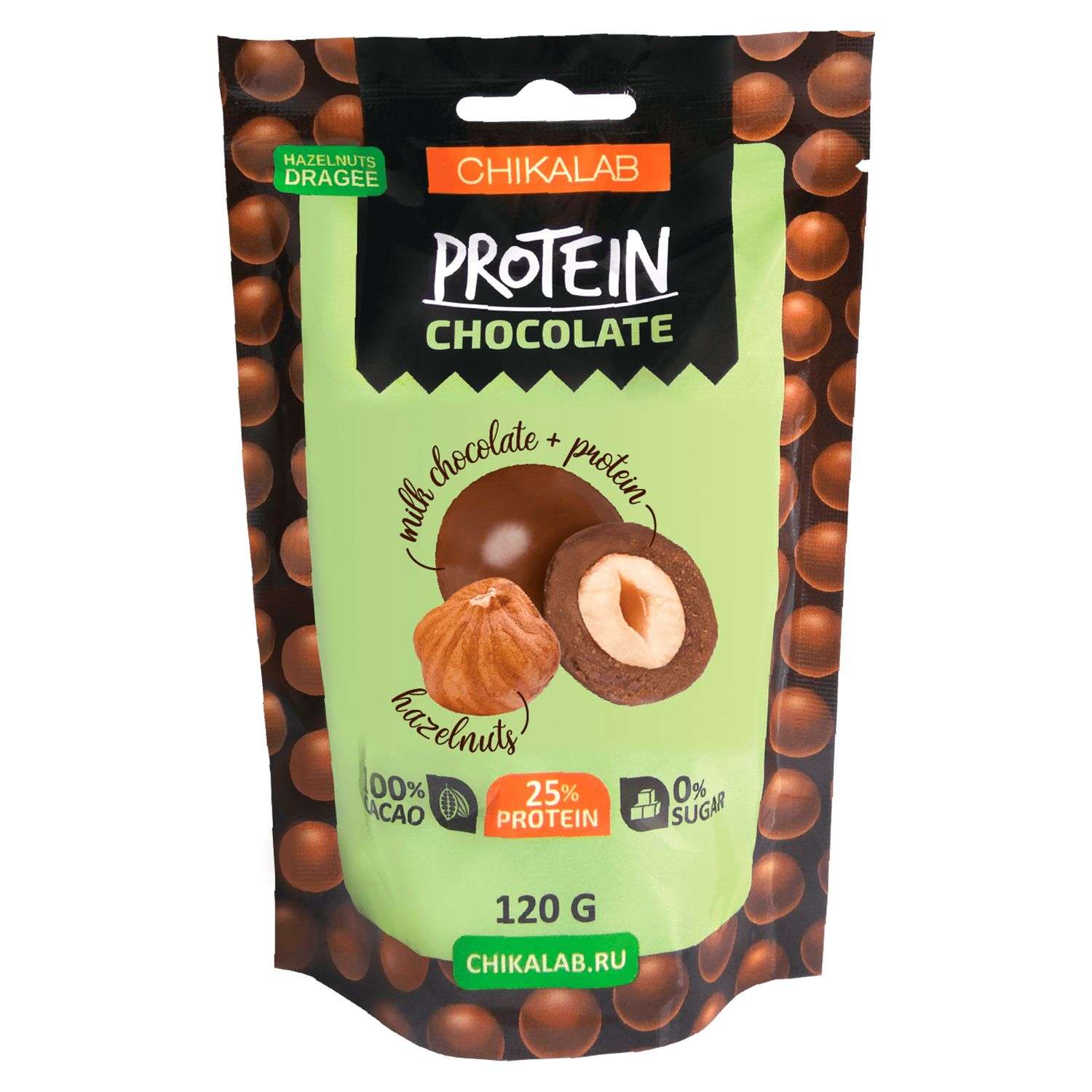 Драже Chikalab протеиновое фундук в шоколаде 120г - фото 1