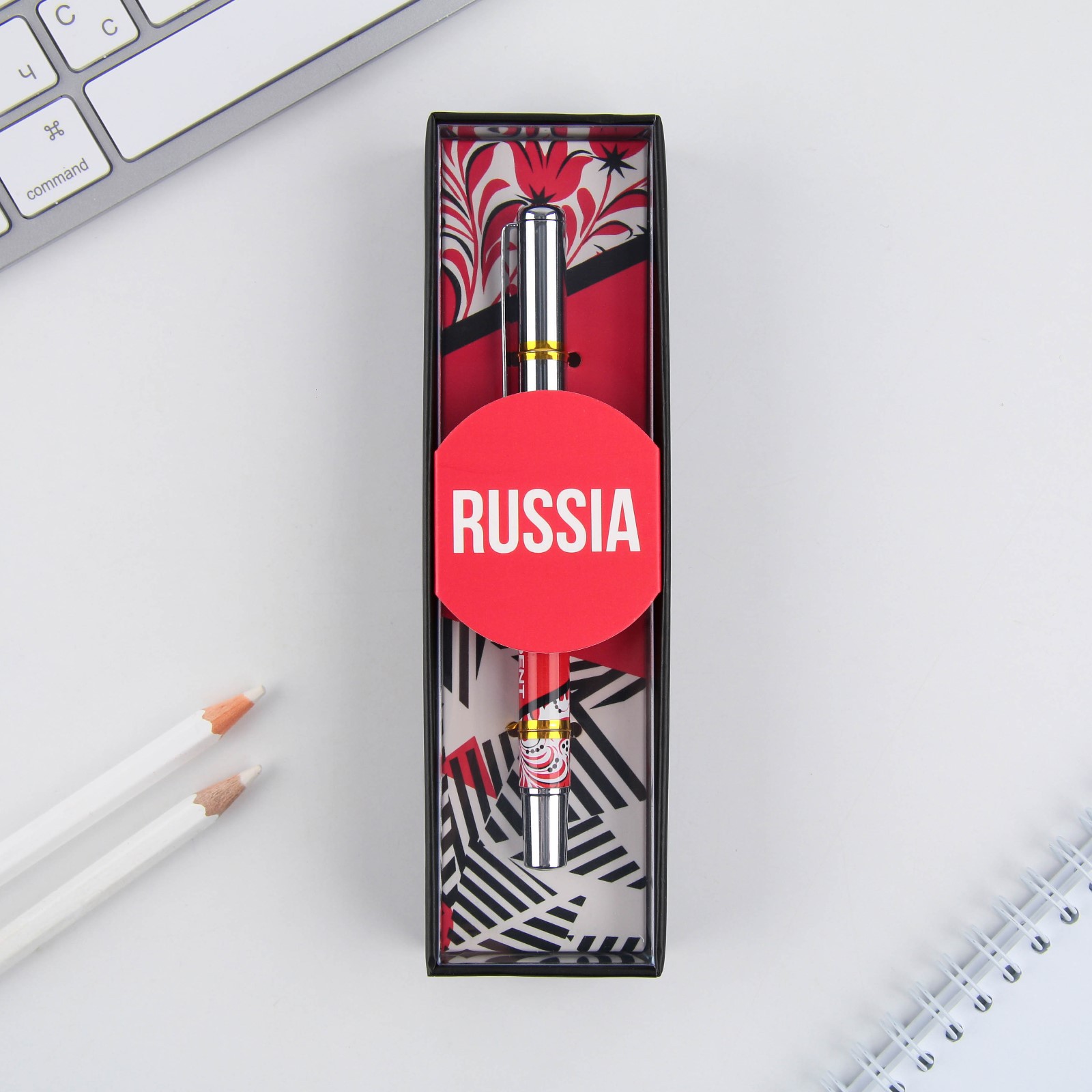 Ручка металлическая Mr. PRESIDENT PUTIN TEAM с колпачком «Russia» . Фурнитура серебро.1.0 мм - фото 2