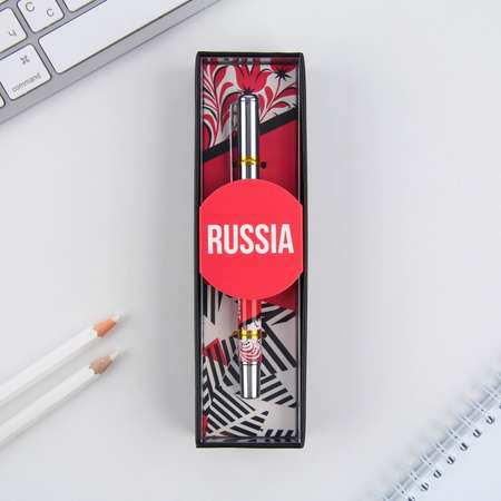 Ручка металлическая Mr. PRESIDENT PUTIN TEAM с колпачком «Russia» . Фурнитура серебро.1.0 мм