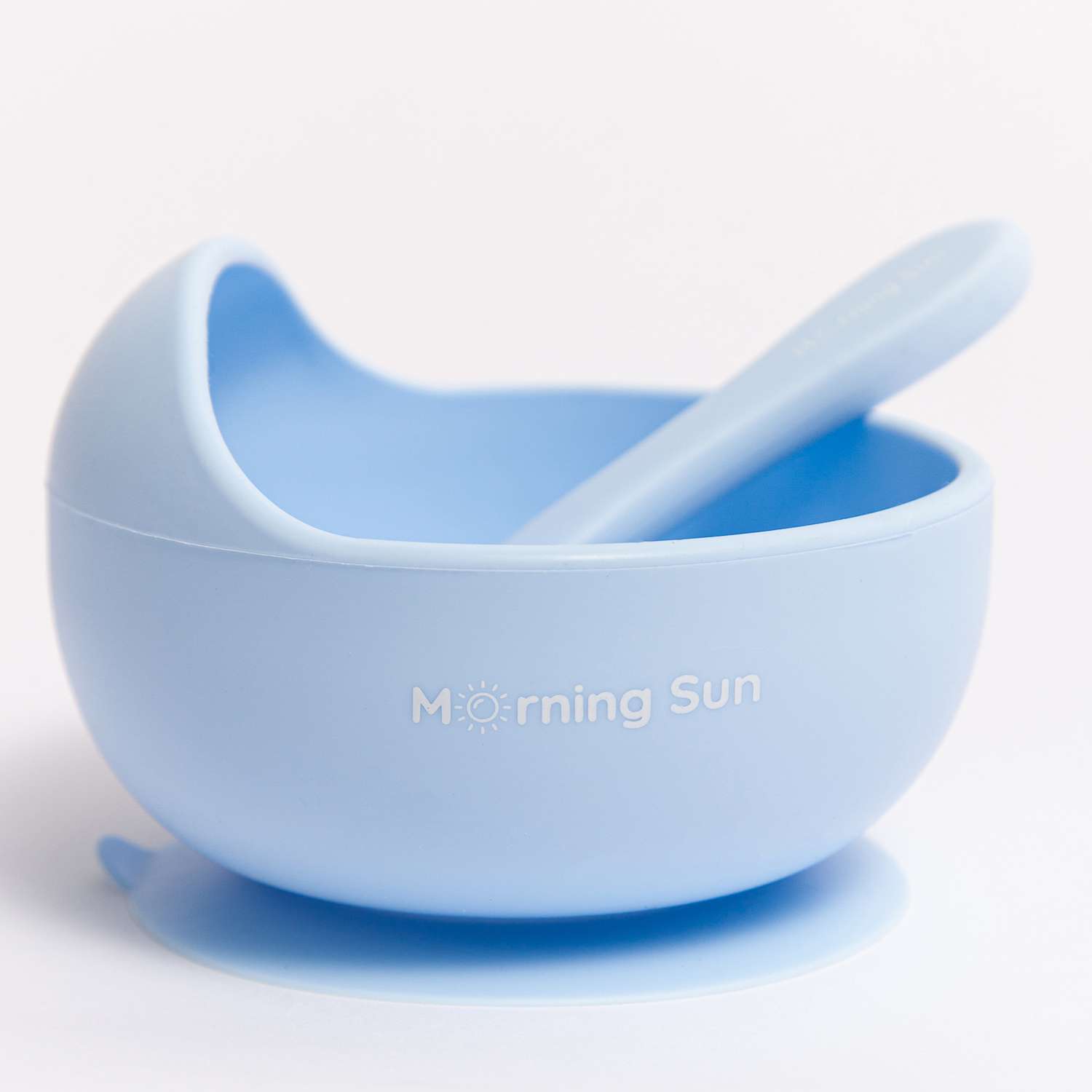 Набор для кормления Morning Sun силиконовый нагрудник тарелка и ложечка детская голубой - фото 7