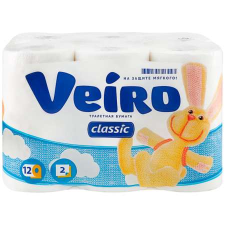Туалетная бумага Veiro Classic белая 2-х слойная 12 рулонов