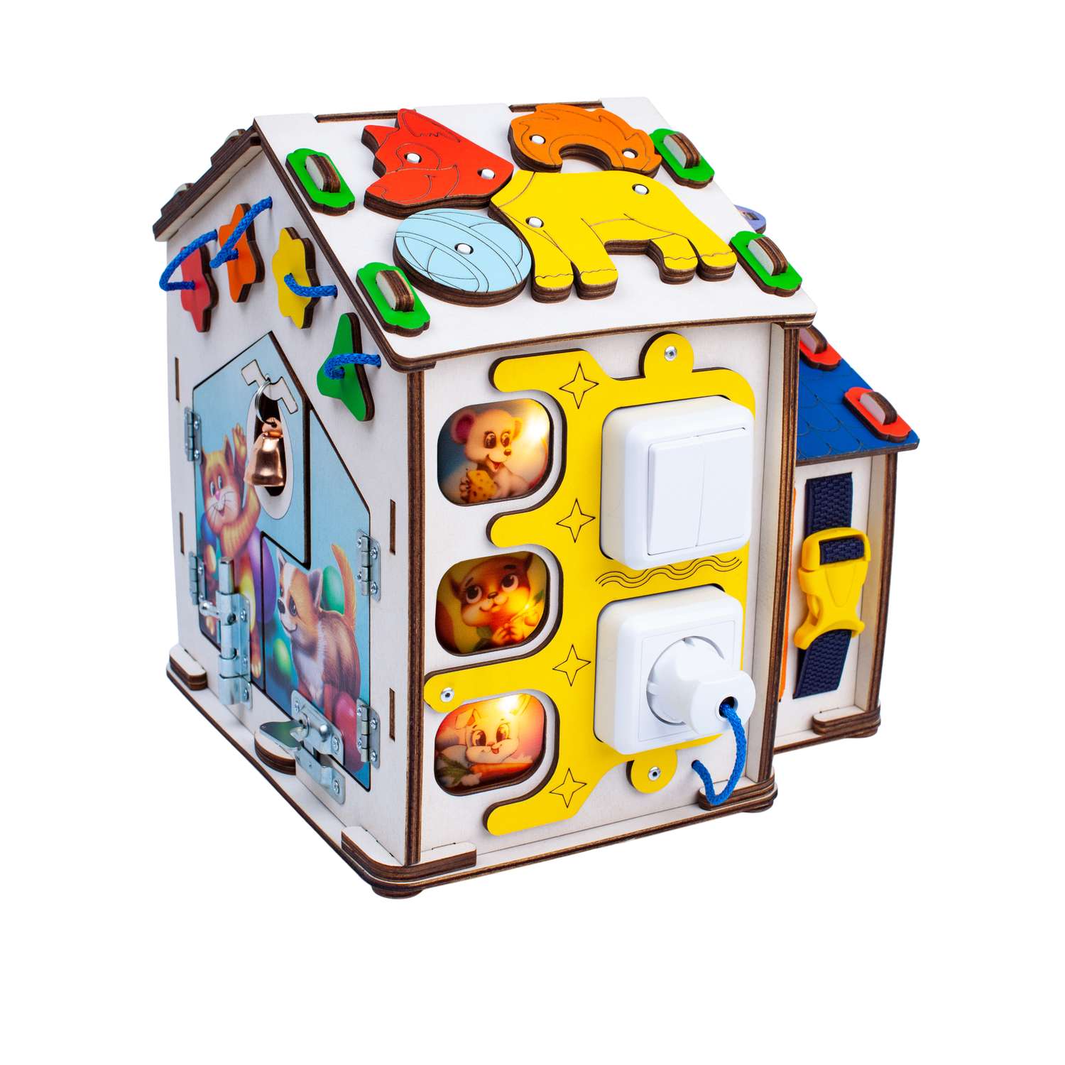 Бизиборд Jolly Kids развивающий домик со светом Барабан - фото 2