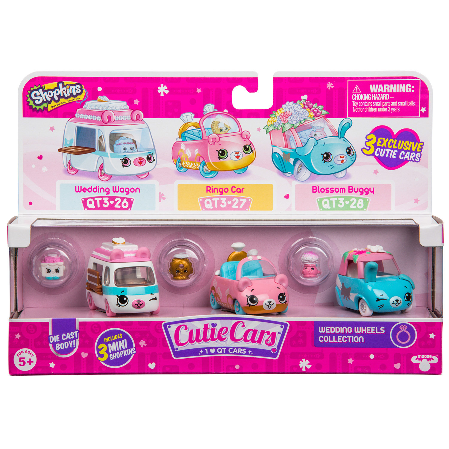 Машинки Cutie Cars Свадьба 3шт +мини-фигурки Shopkins S3 Свадьба на колёсах