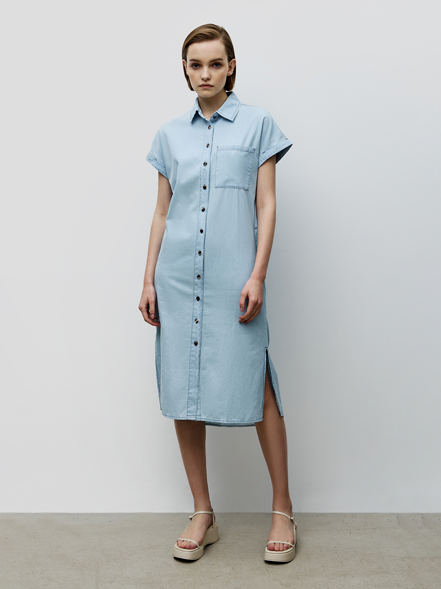 Платье Baon B4523097/LIGHT BLUE DENIM - фото 1