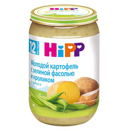 Пюре Hipp Молодой картофель с зеленой фасолью и кроликом 220г с 1 года