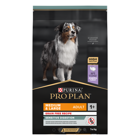 Корм для собак PRO PLAN средних пород с чувствительным пищеварением беззерновой индейка 7кг