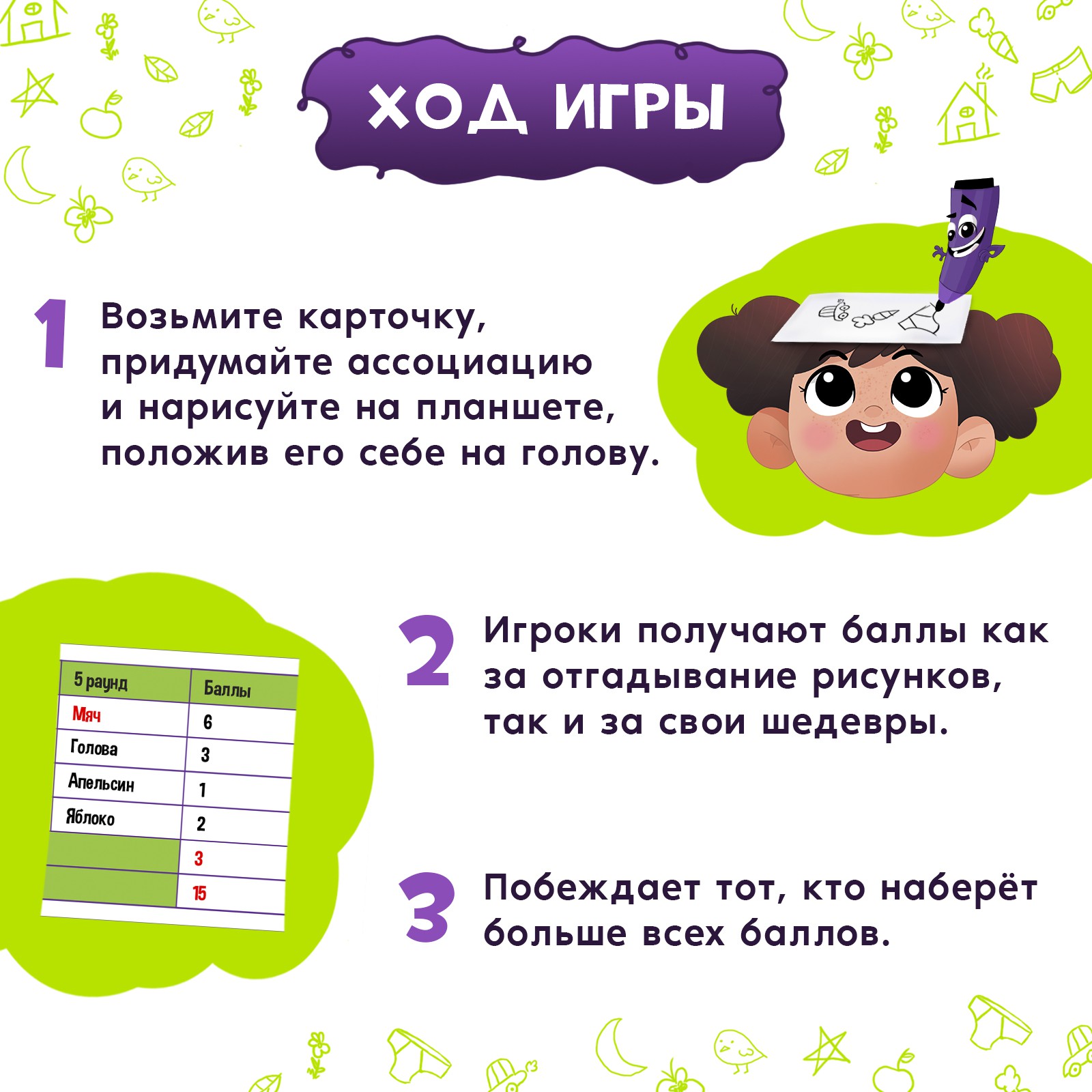 Настольная игра Лас Играс KIDS «Рисуй на голове» - фото 2