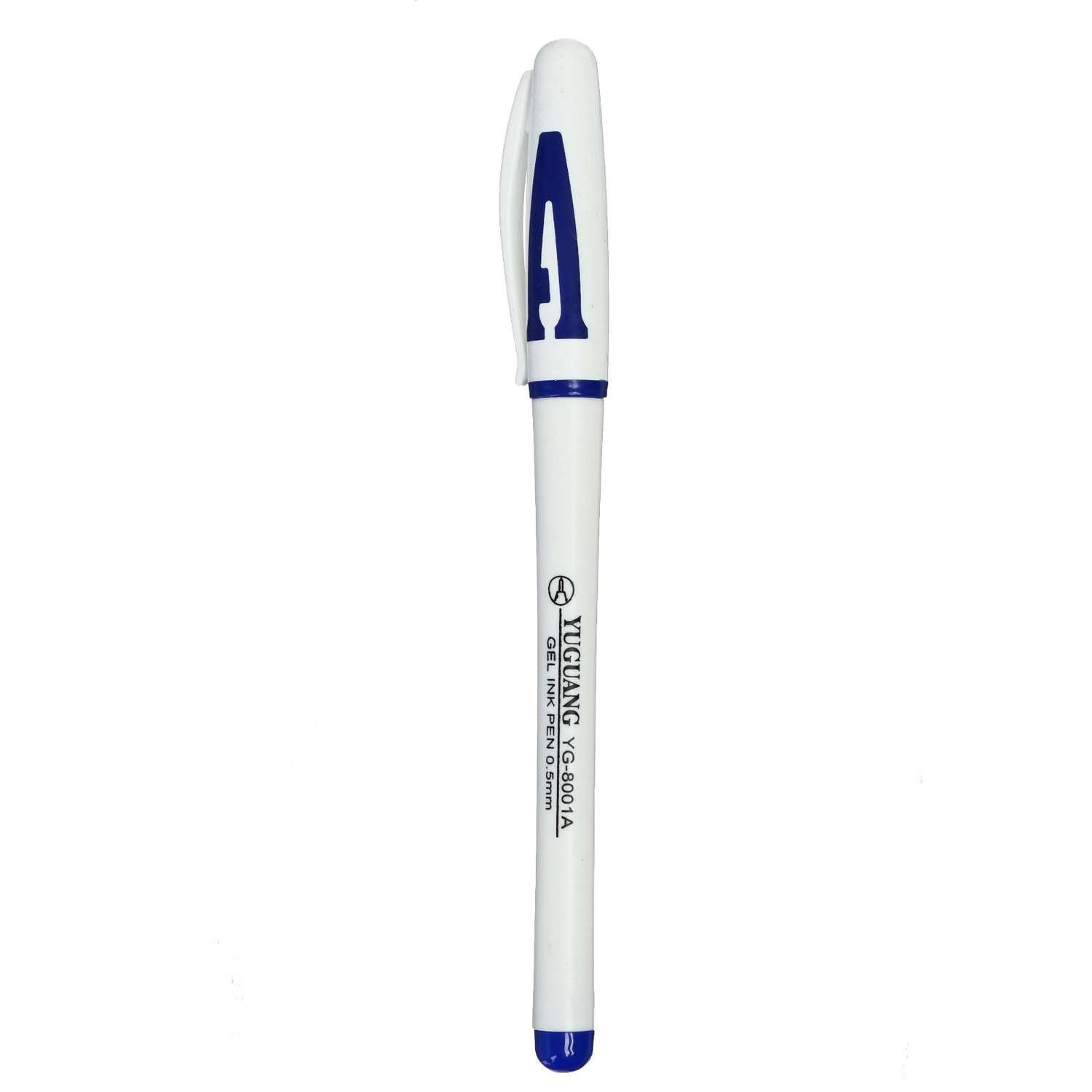 Ручка Sima-Land гелевая 0.5 мм синяя корпус белый с резиновым держателем - фото 1