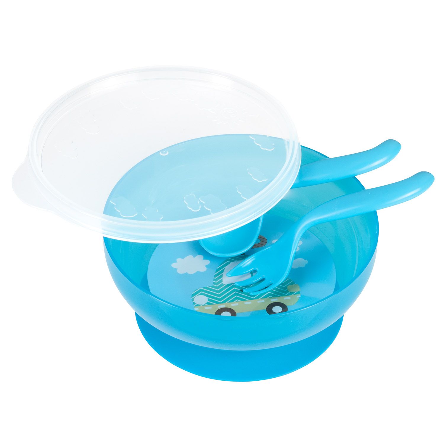 Набор для кормления Canpol Babies миска с вилкой и ложкой Голубой - фото 1