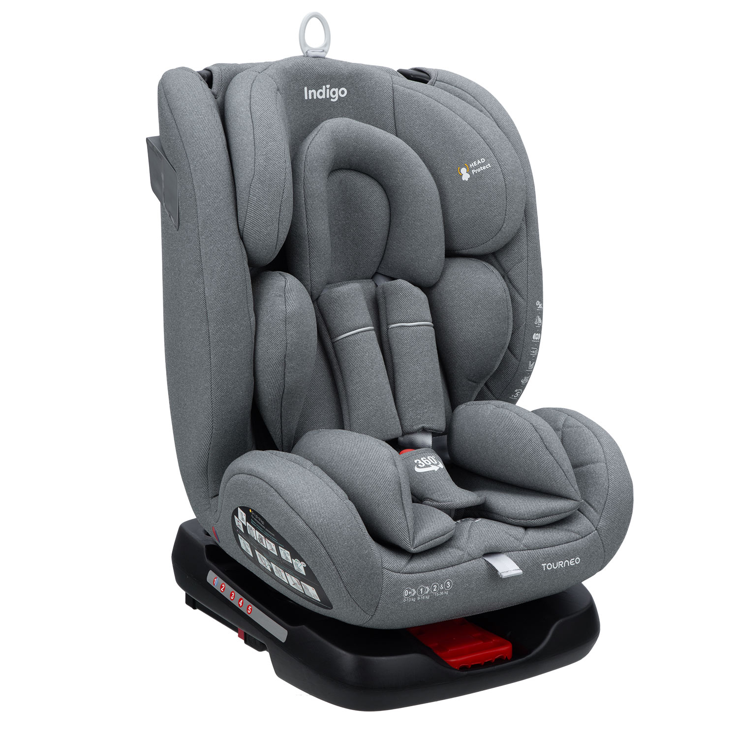 Автокресло Indigo TOURNEO ISOFIX группа 0+1+2+3 (0-36 кг) св.серый - фото 12