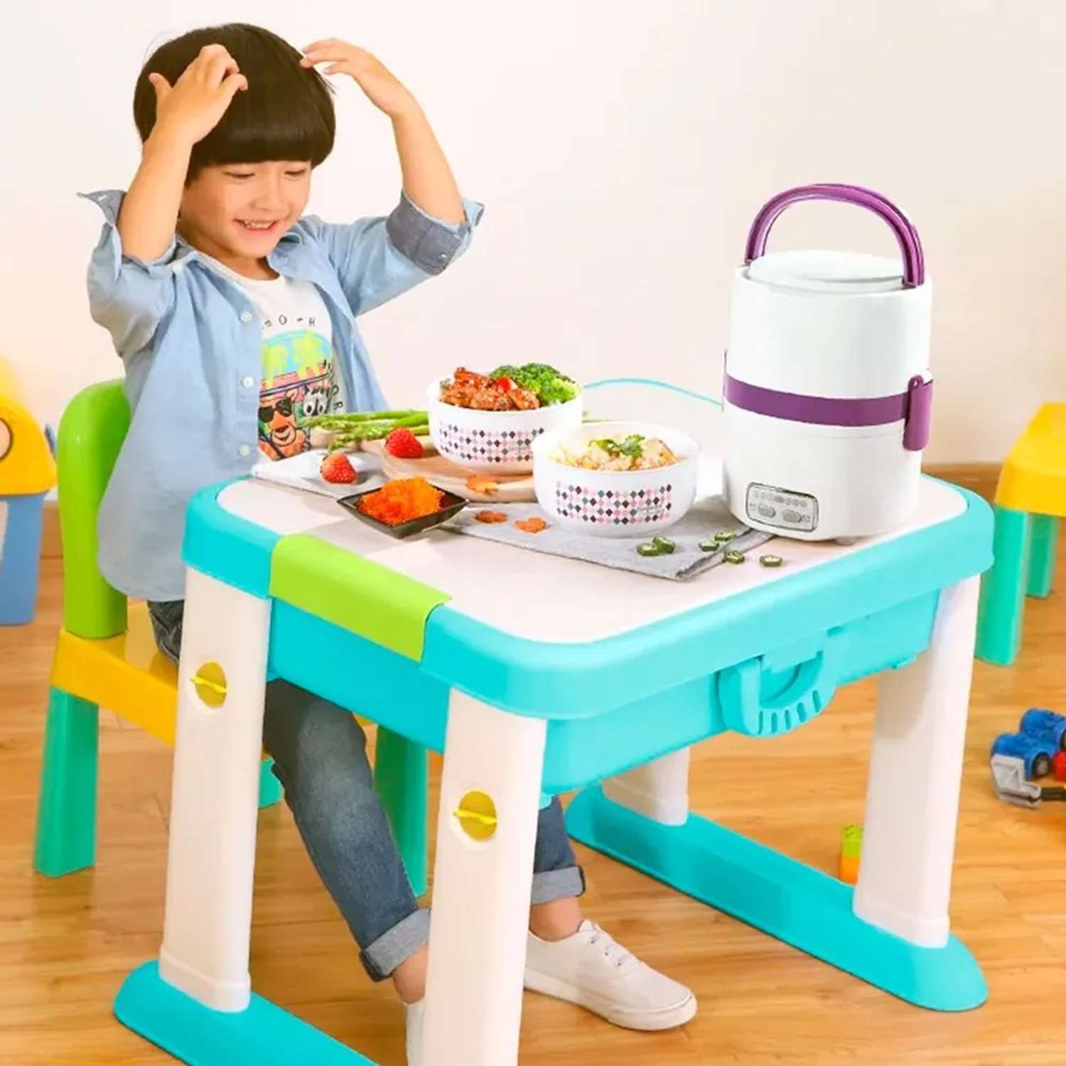 Развивающий стол и стул ТЕХНО детский для конструктора - фото 6