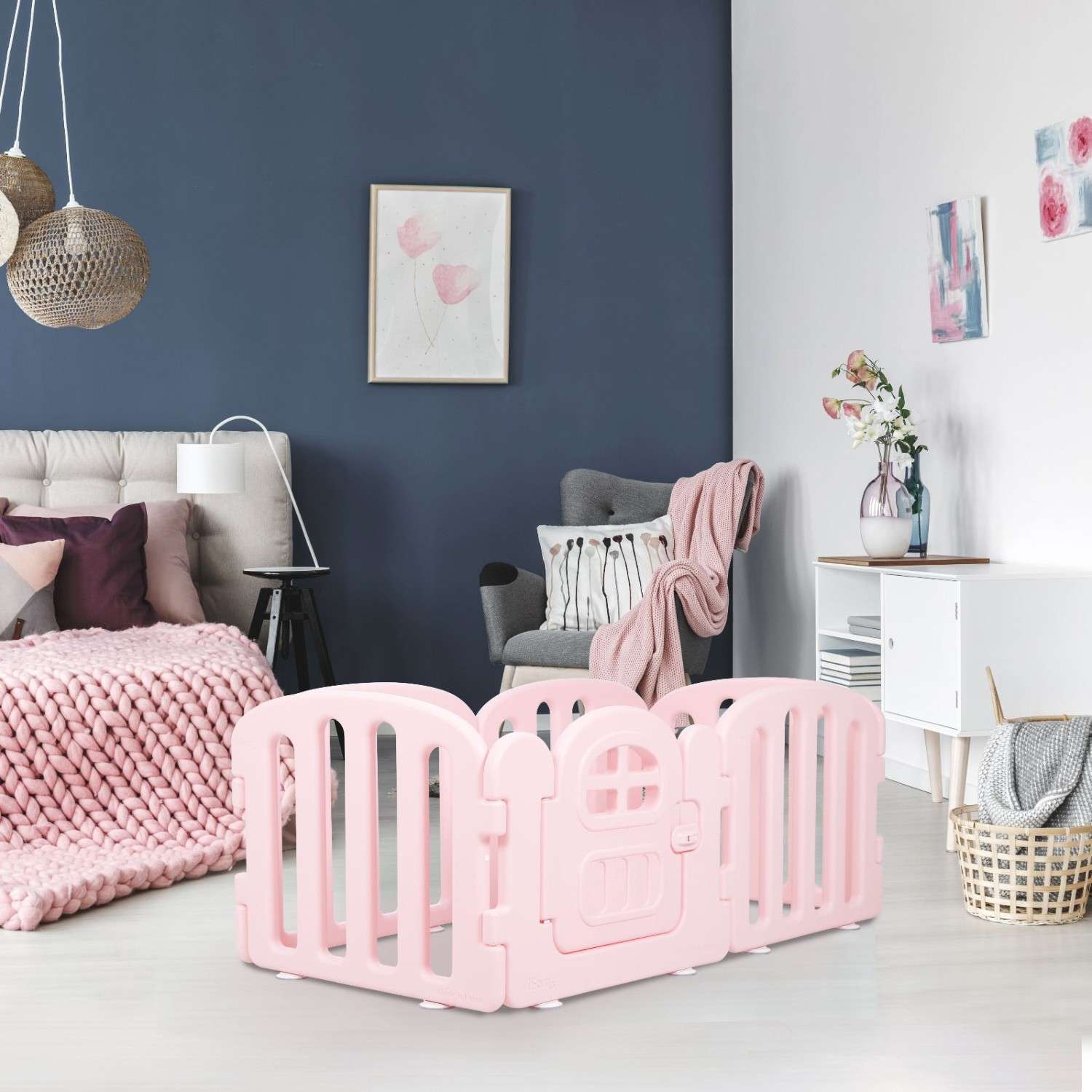 Детский манеж Ifam First Baby Room серый - розовый IF-137-1-FBR-BPLG10D - фото 5