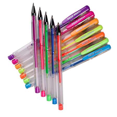Ручки гелевые Prof-Press флуоресцентные неоновые 12 штук