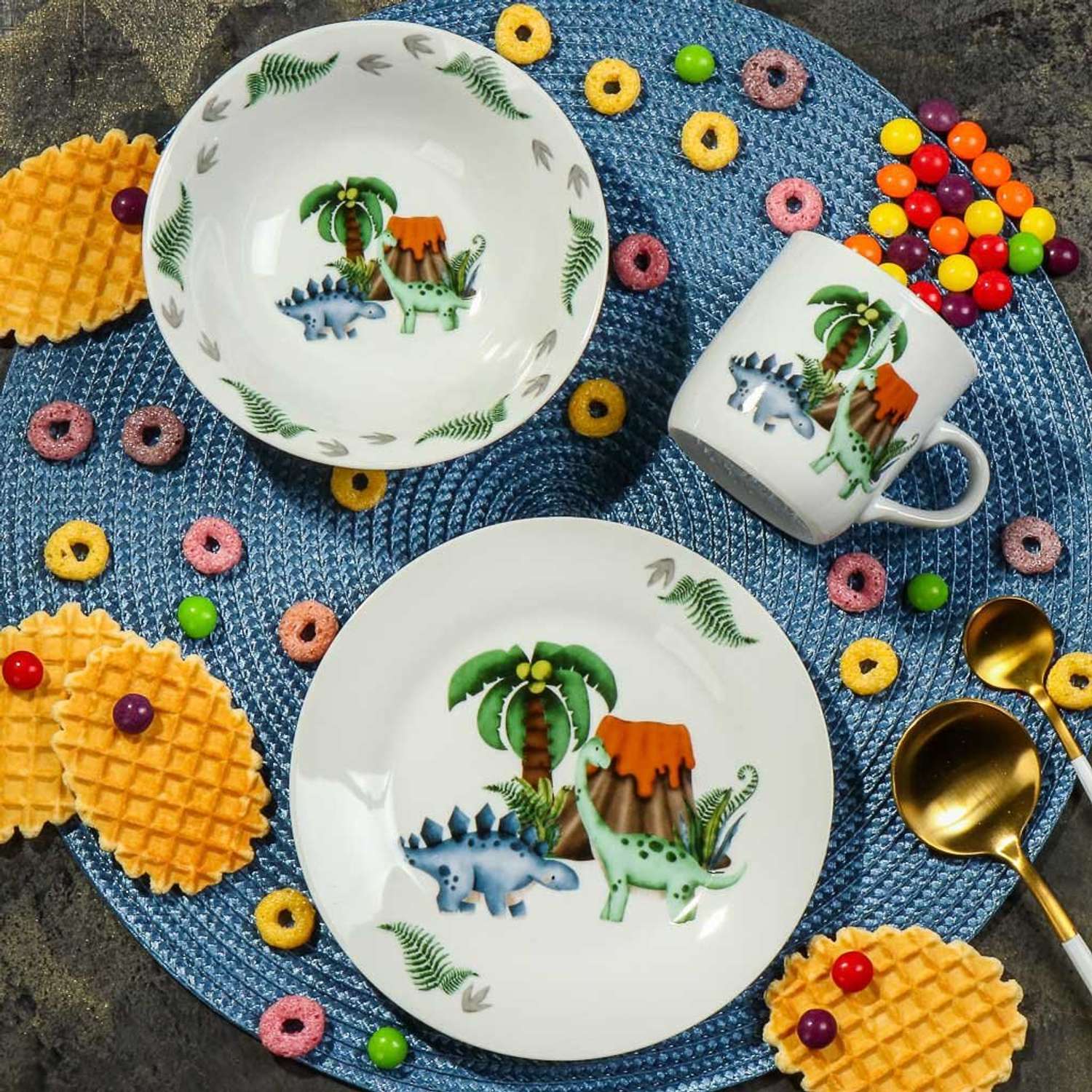 Набор детской посуды Daniks Динозавр 3 предмета керамика - фото 1