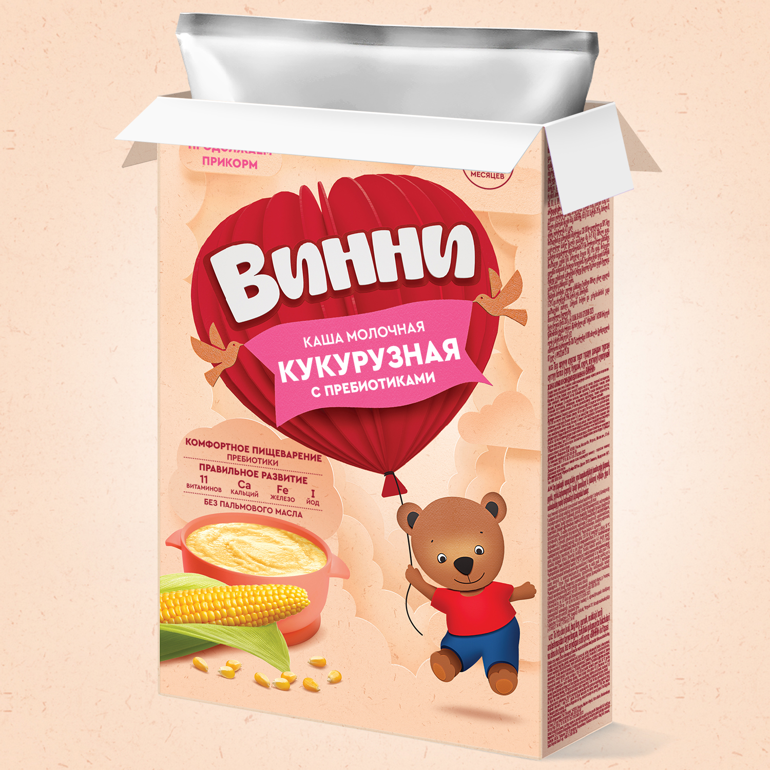 Каша Винни молочная кукурузная с пребиотиком 200г с 5месяцев - фото 11