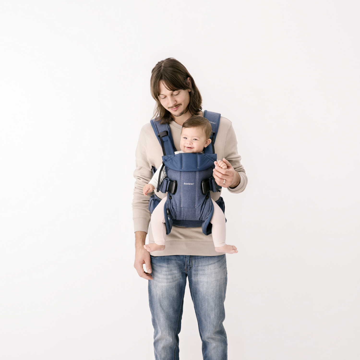 Рюкзак-переноска BabyBjorn One Cotton Деним Пепельно-синий - фото 10