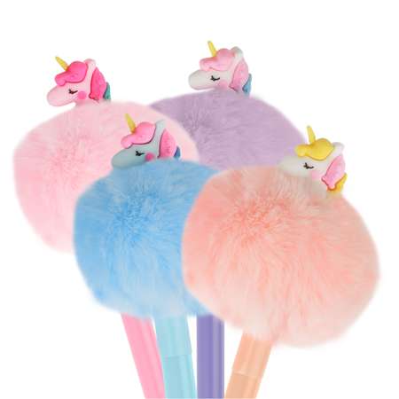 Ручка гелевая стираемая Meshu Fluffy Unicorn синяя 05мм корпус ассорти с топпером MS_60966