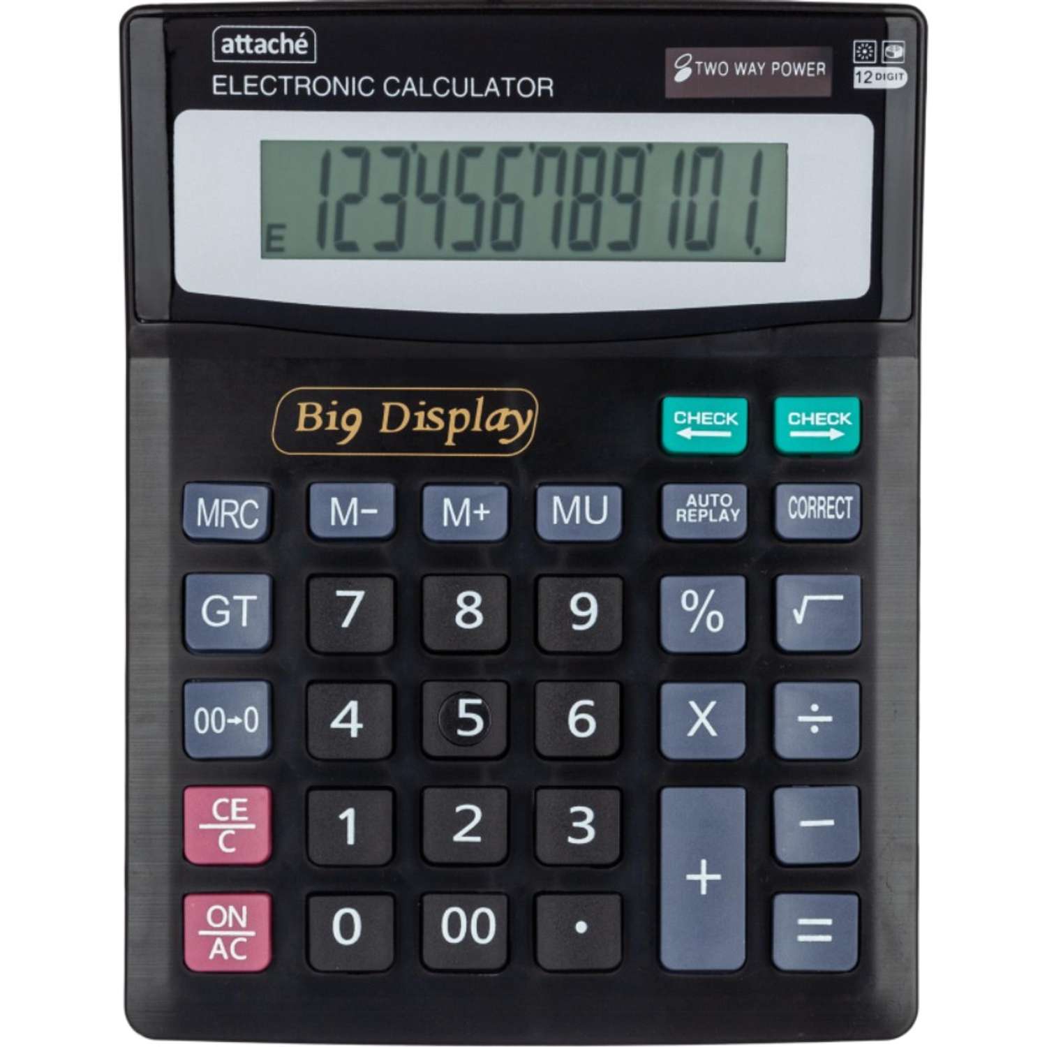 Калькулятор Attache настольный полноразмерный 12ти разрядный черный 1 шт - фото 1