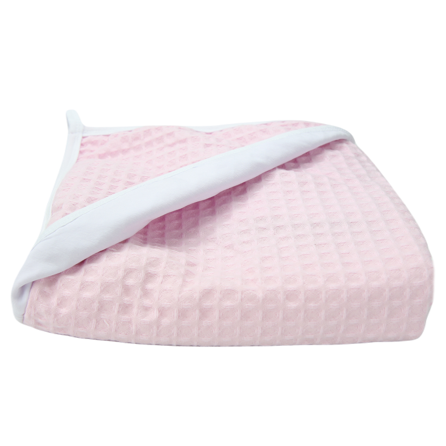 Полотенце с капюшоном YUMMYKI вафельное с уголком 110х110см розовое - фото 2