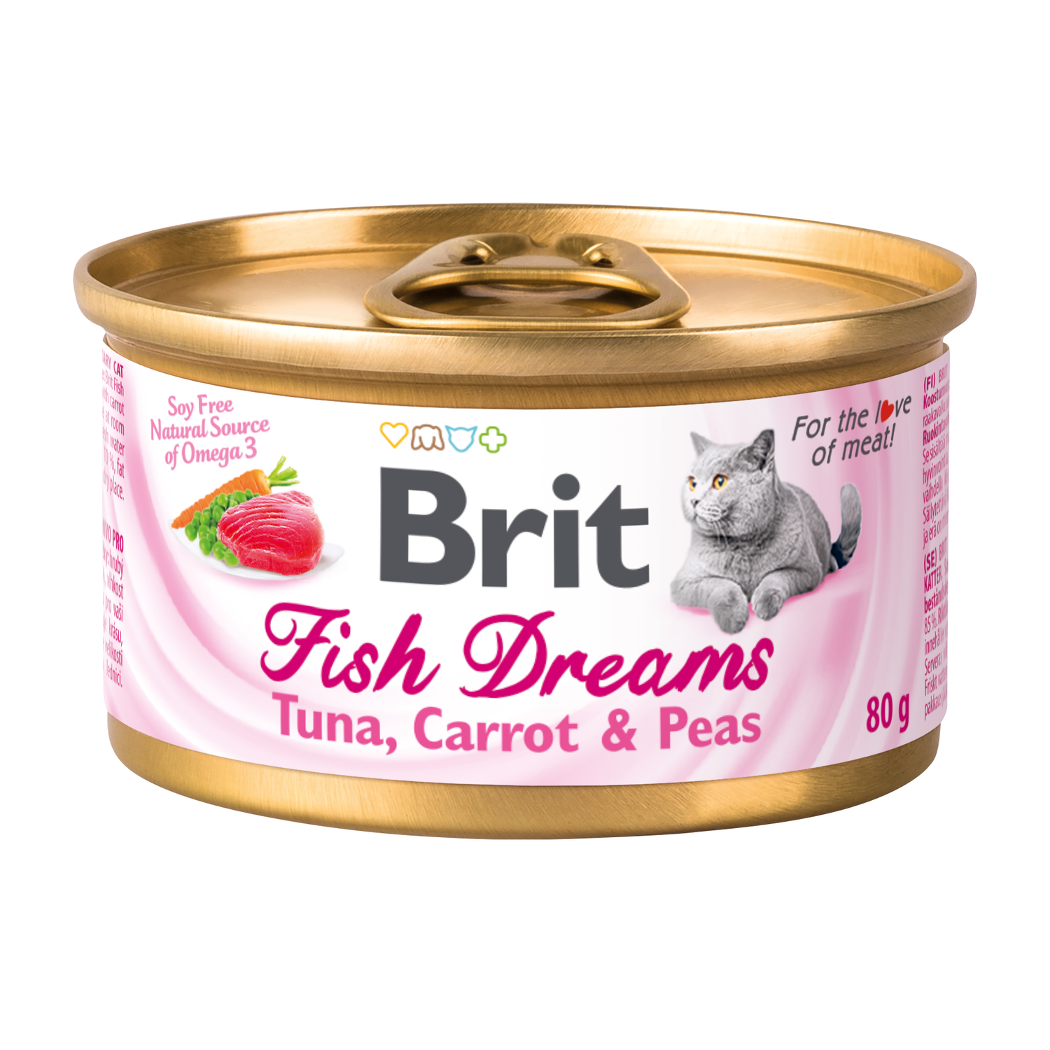Корм для кошек Brit 80г Fish Dreams тунец-морковь-горошек - фото 1