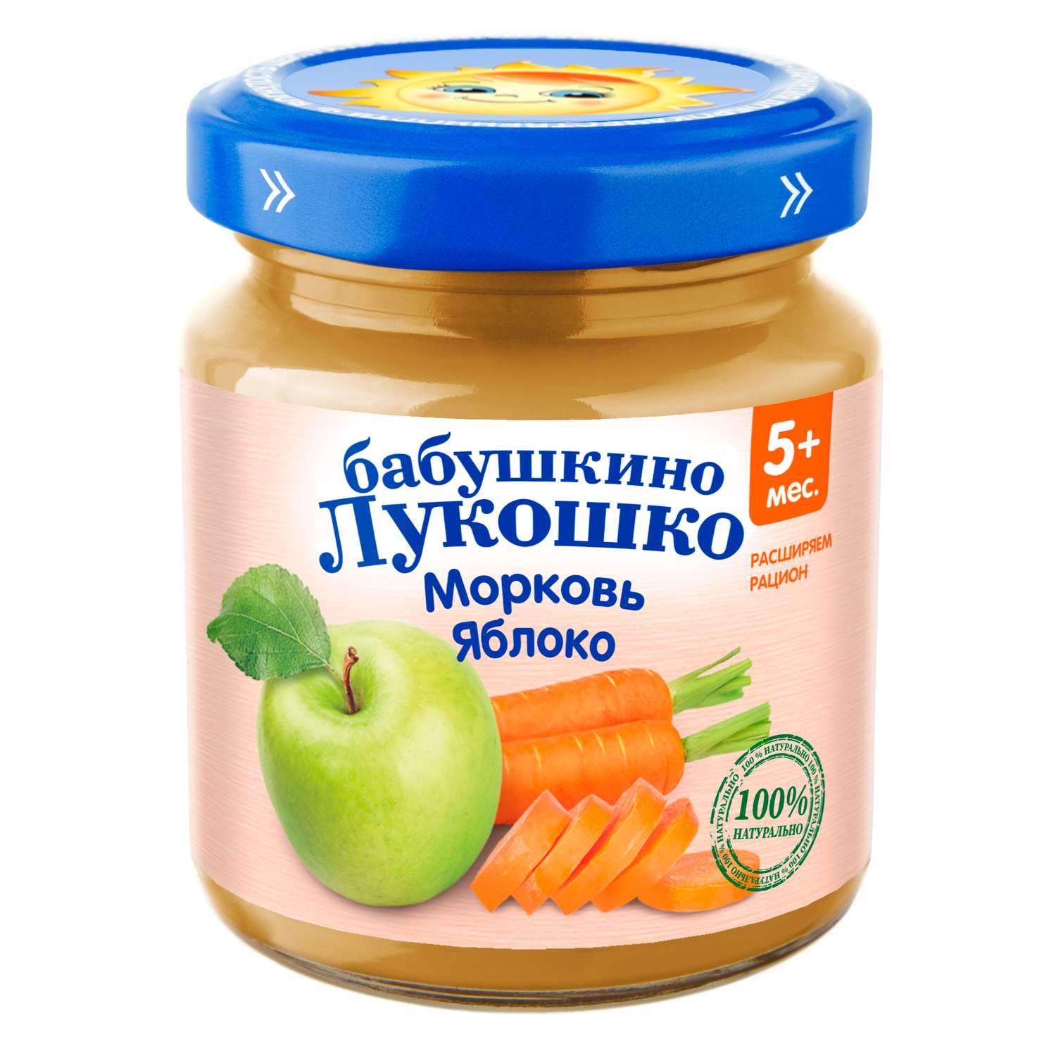 Пюре Бабушкино лукошко морковь-яблоко для детей с 5 месяцев 100 г - фото 2