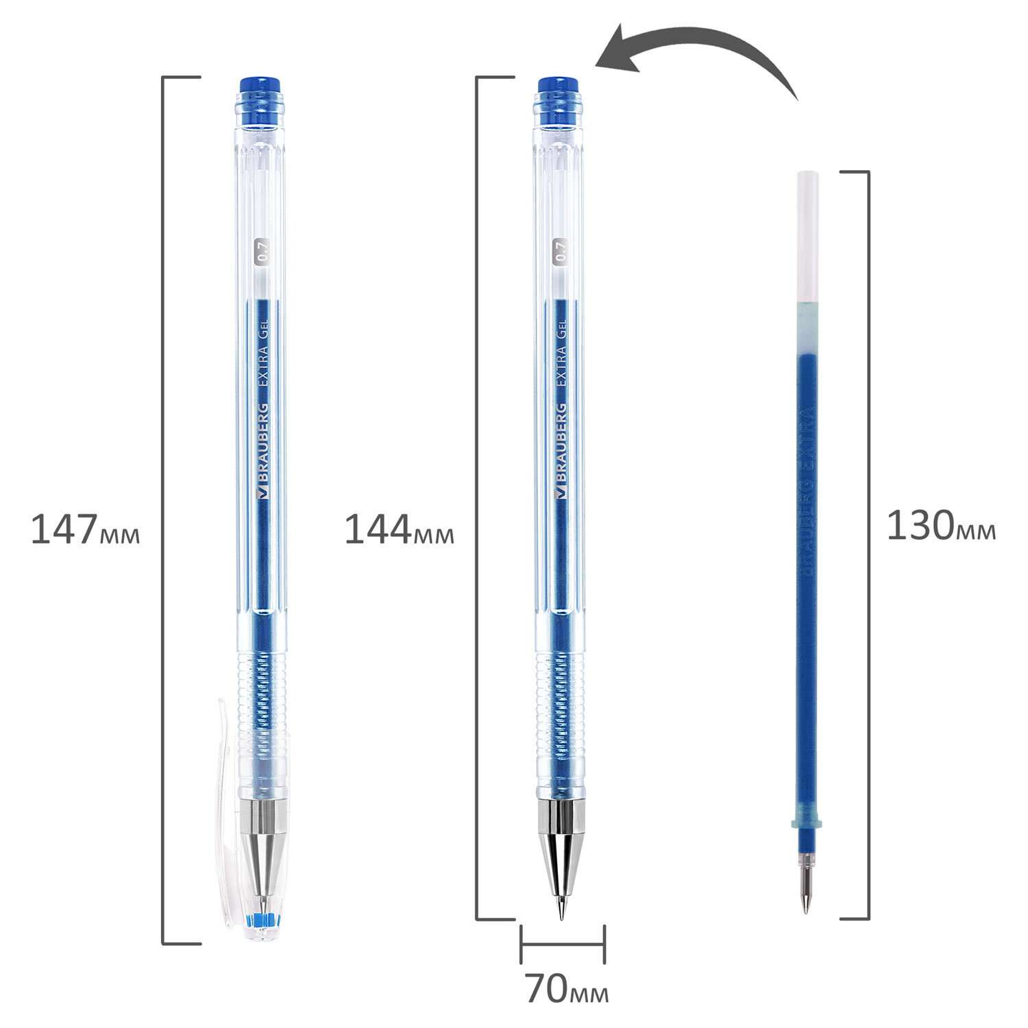 Ручки гелевые Brauberg цветные набор 6 штук для школы тонкие металлик - фото 10