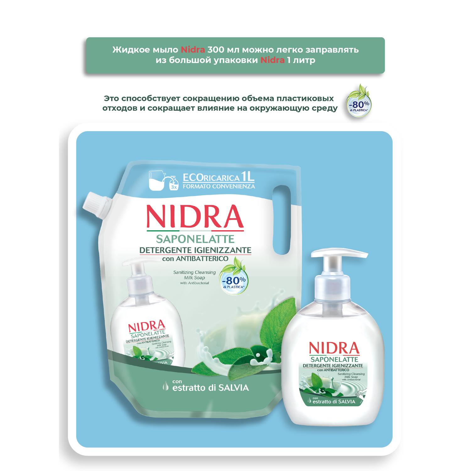 Жидкое мыло-молочко Nidra очищающее Антибактериальное 300 мл - фото 3