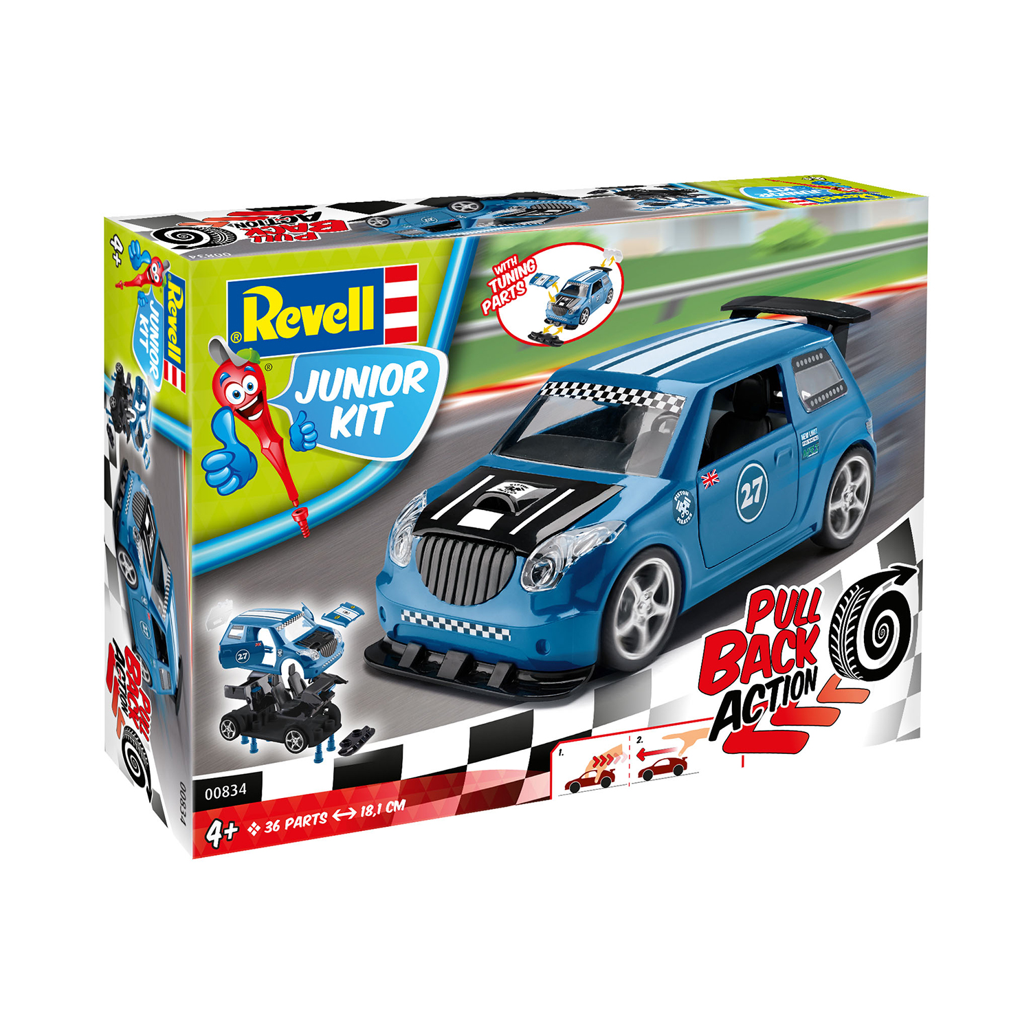 Сборная модель Revell Раллийный автомобиль Junior kit Pull Back Rallye Car синий 00834 - фото 3