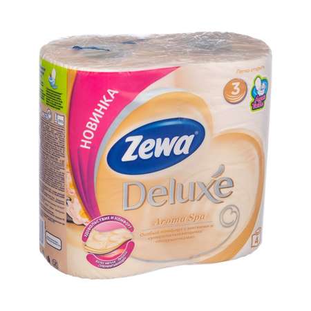 Туалетная бумага ZEWA Delux 3-х слойная Персик 4шт