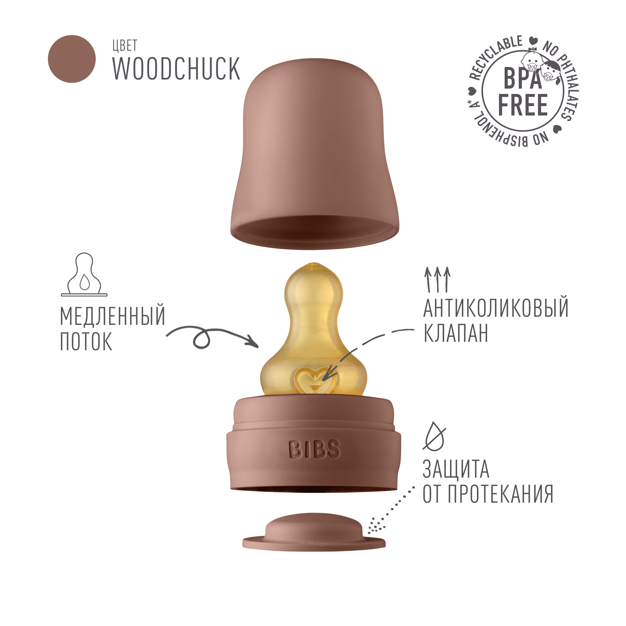 Набор с соской для бутылочки BIBS Bottle Kit Woodchuck - фото 3