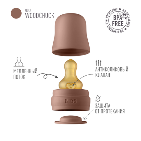 Набор с соской для бутылочки BIBS Bottle Kit Woodchuck