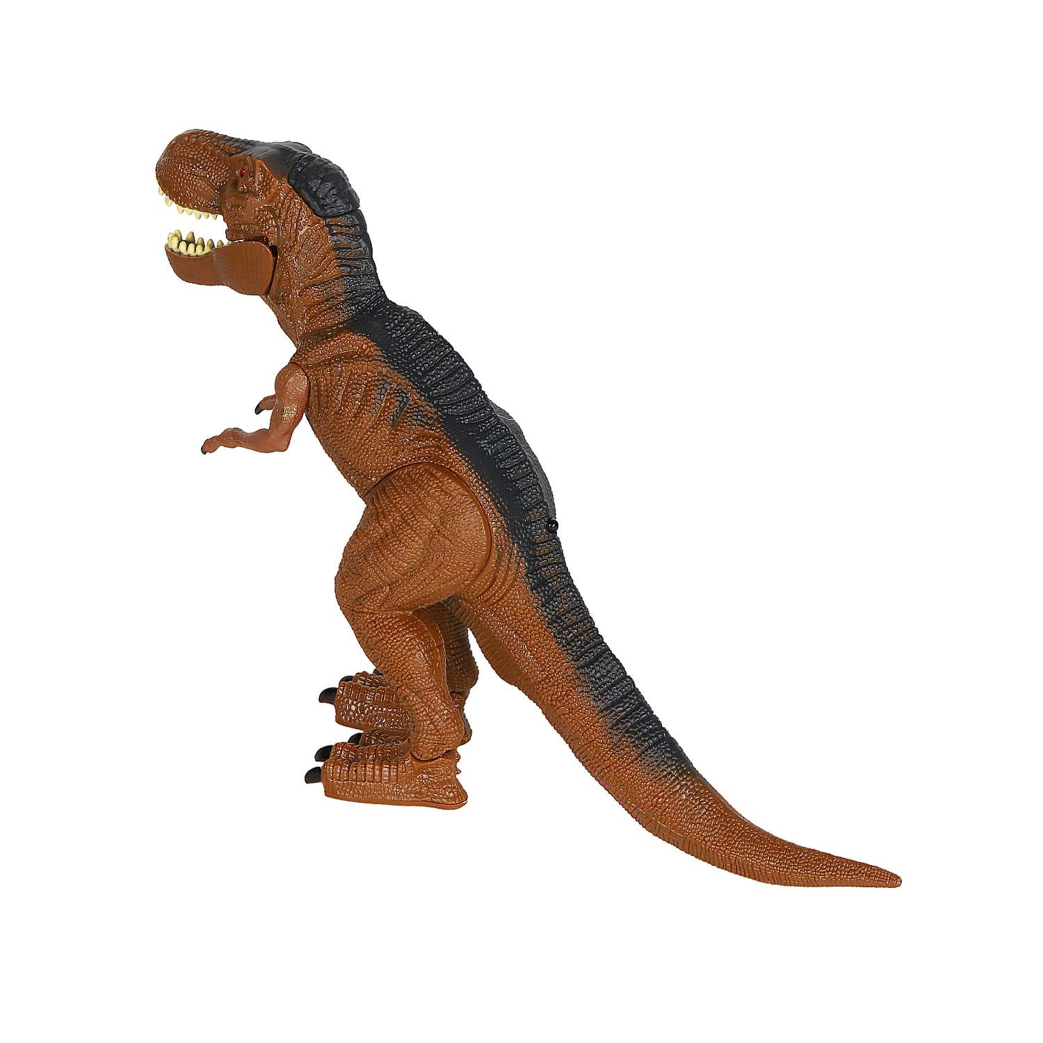 Игрушка на радиоуправлении КОМПАНИЯ ДРУЗЕЙ Динозавр со светом и паром шагает трясет головой коричневый - фото 9