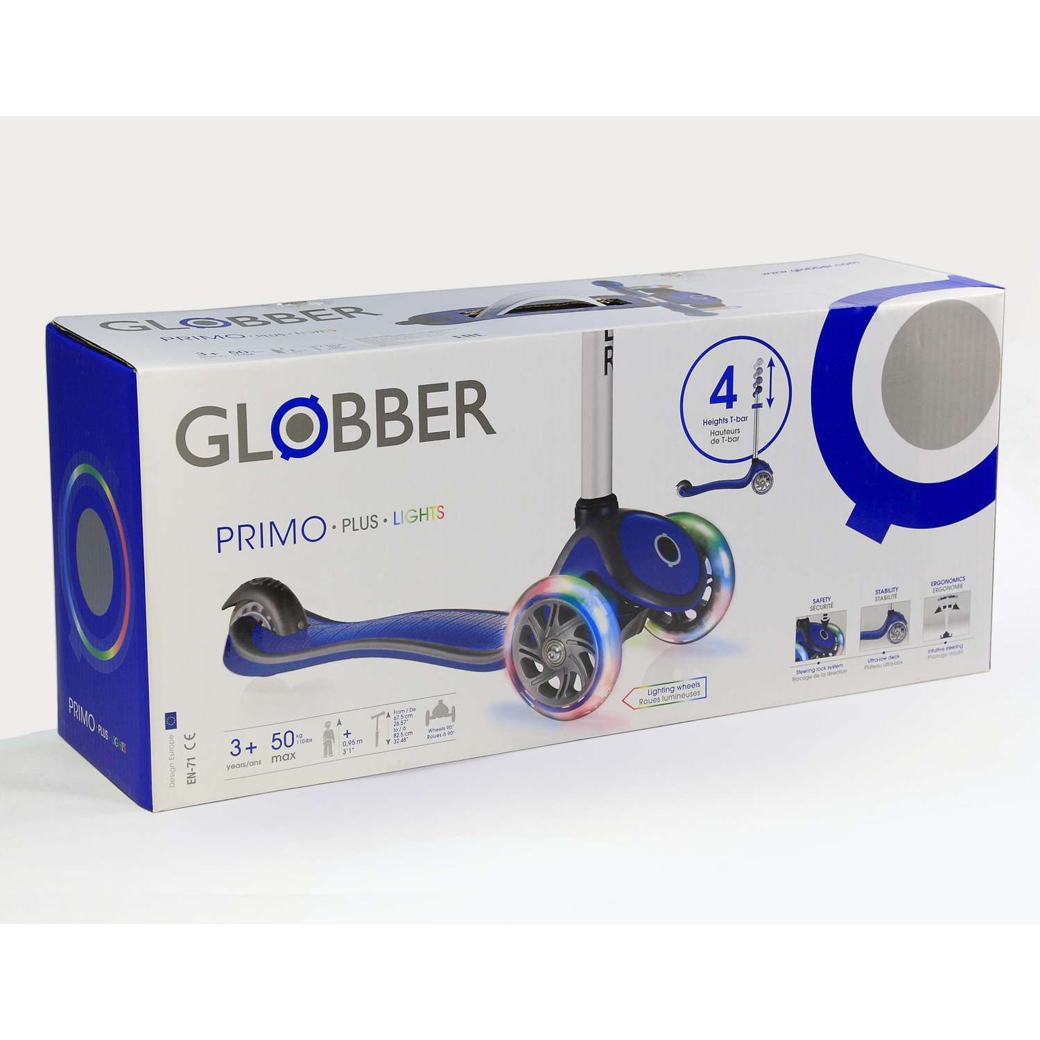 Самокат Globber Primo Plus Lights Синий 442-100 - фото 2
