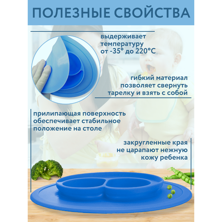 Тарелка PlayKid секционная силиконовая