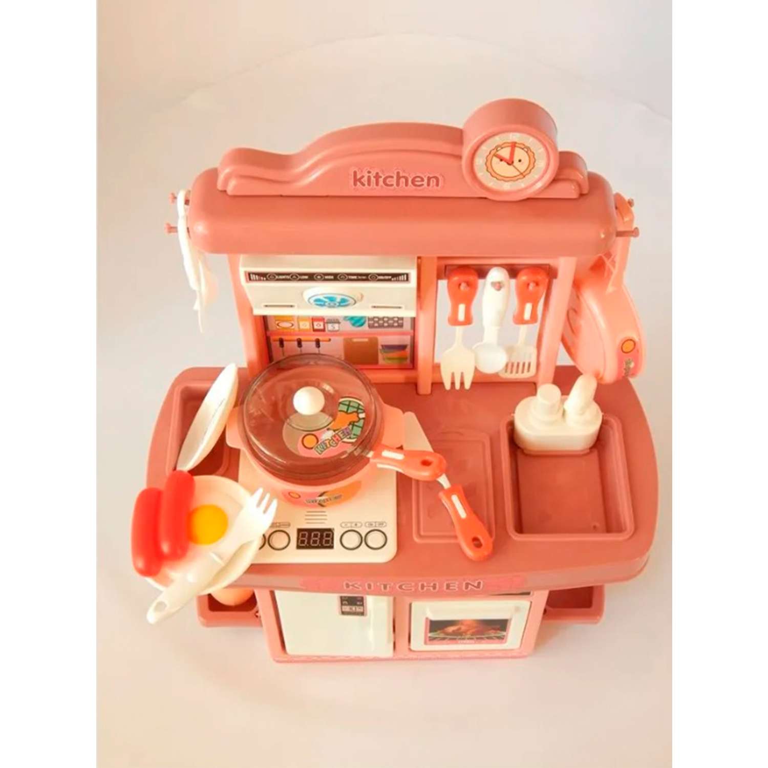 Кухня игровой набор SHARKTOYS 35 предметов розовый свет звук вода - фото 6