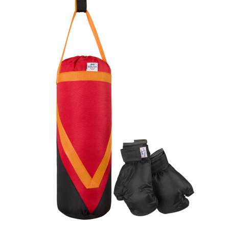 Детский набор для бокса Belon familia груша 40х15см с перчатками серия V цвет красный и черный