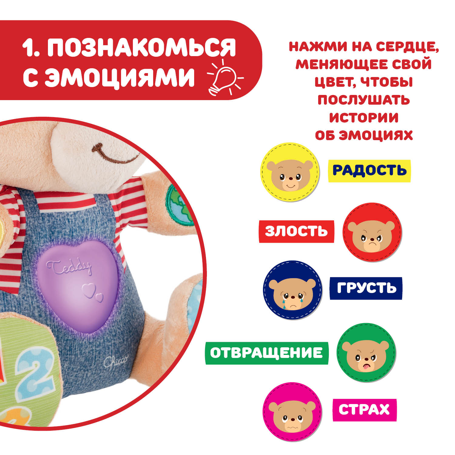 Игрушка Chicco Teddy Emotion Мишка говорящий - фото 6