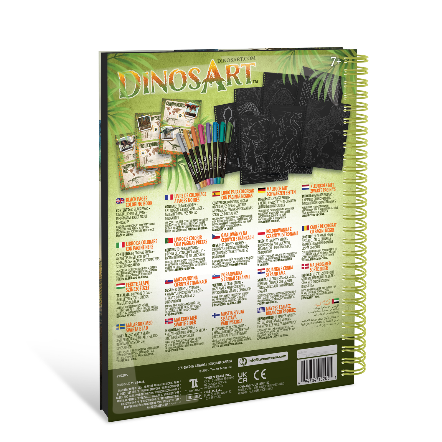 Раскраска DinosArt с 60 черных скетч страниц и 8 гелеевых ручек - фото 5