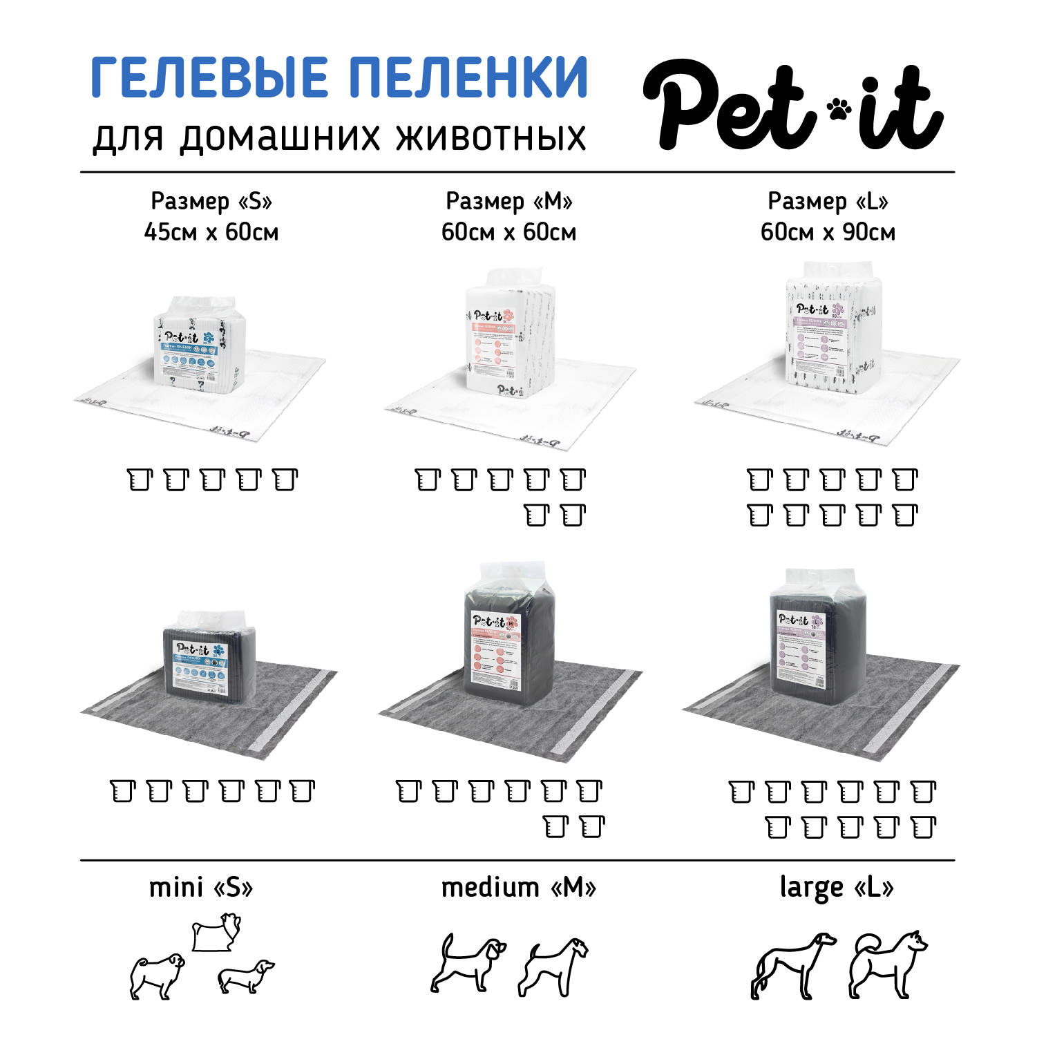 Пеленки Pet-it для животных гелевые одноразовые с бамбуковым углем черные 45х60 30 шт - фото 5