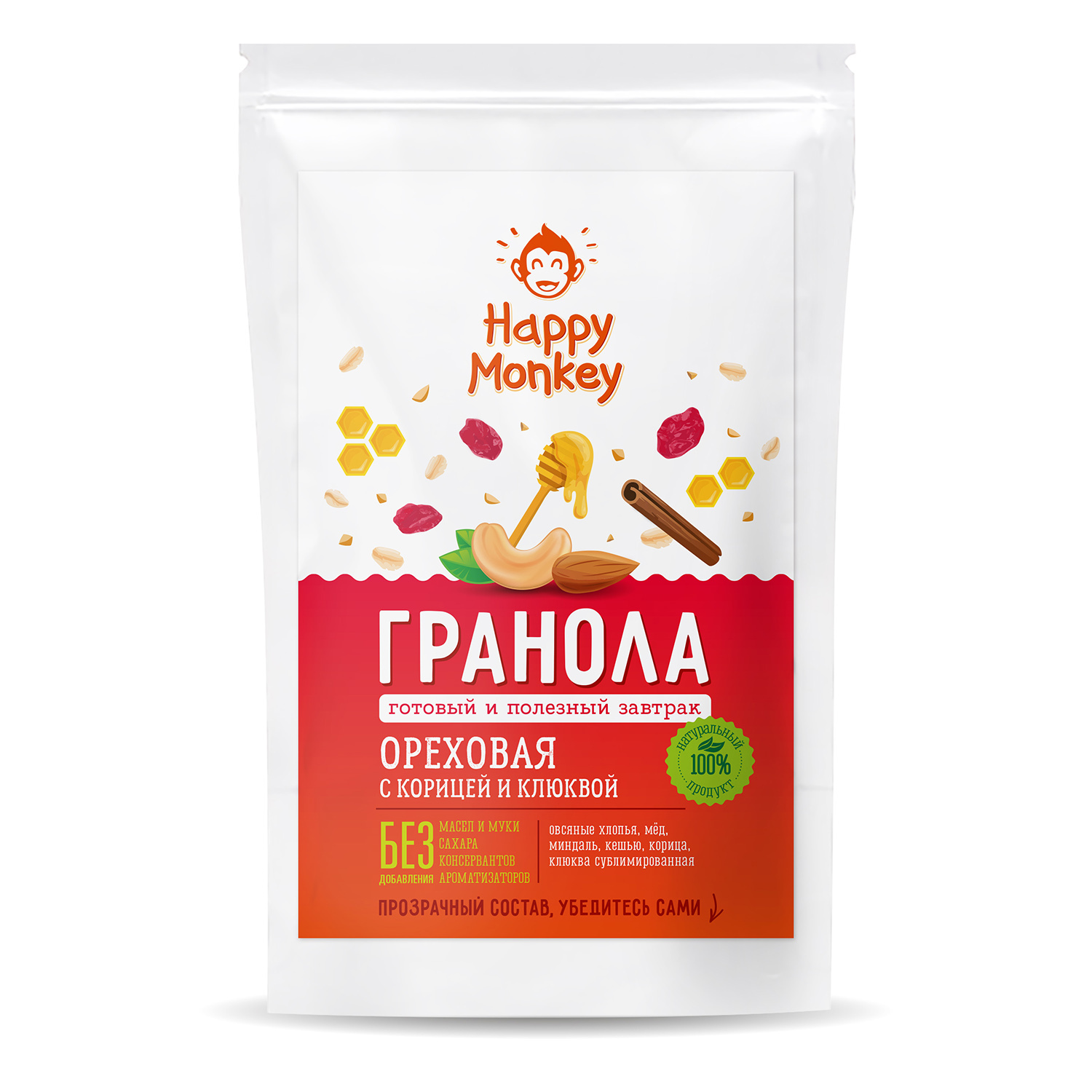 Гранола Happy Monkey ореховая 330г - фото 1