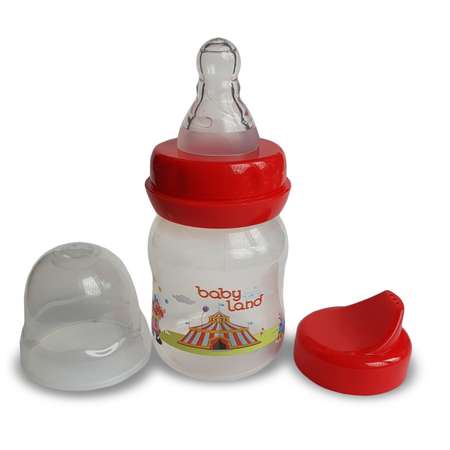 Бутылочка Baby Land 2в1 80мл с силиконовой соской и носиком красный