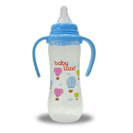 Бутылочка Baby Land с ручками 240мл с силиконовой соской Air System голубой