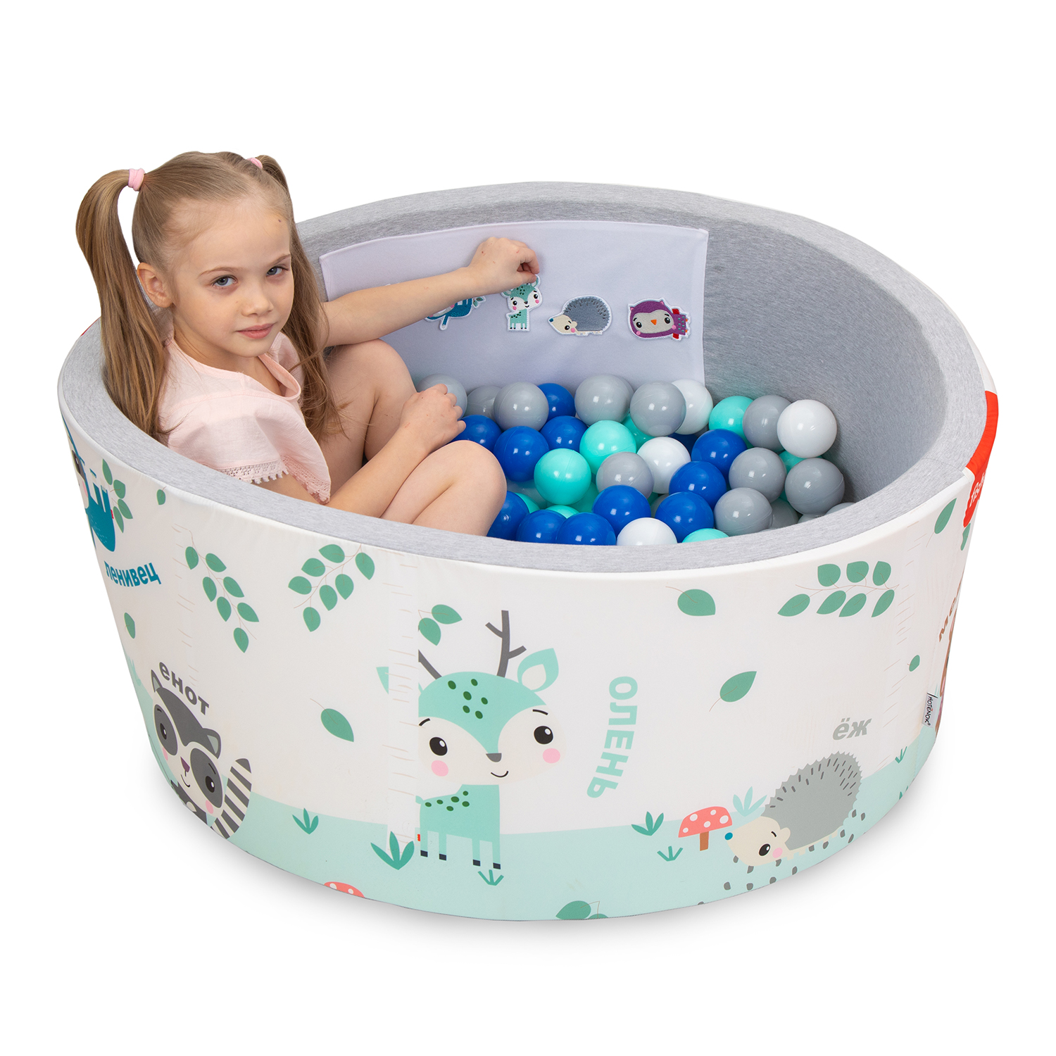 Бассейн Hotenok сухой Fisher Price Изучаем зверей в лесу 40см 200 шаров Sbh150SP_FP - фото 4