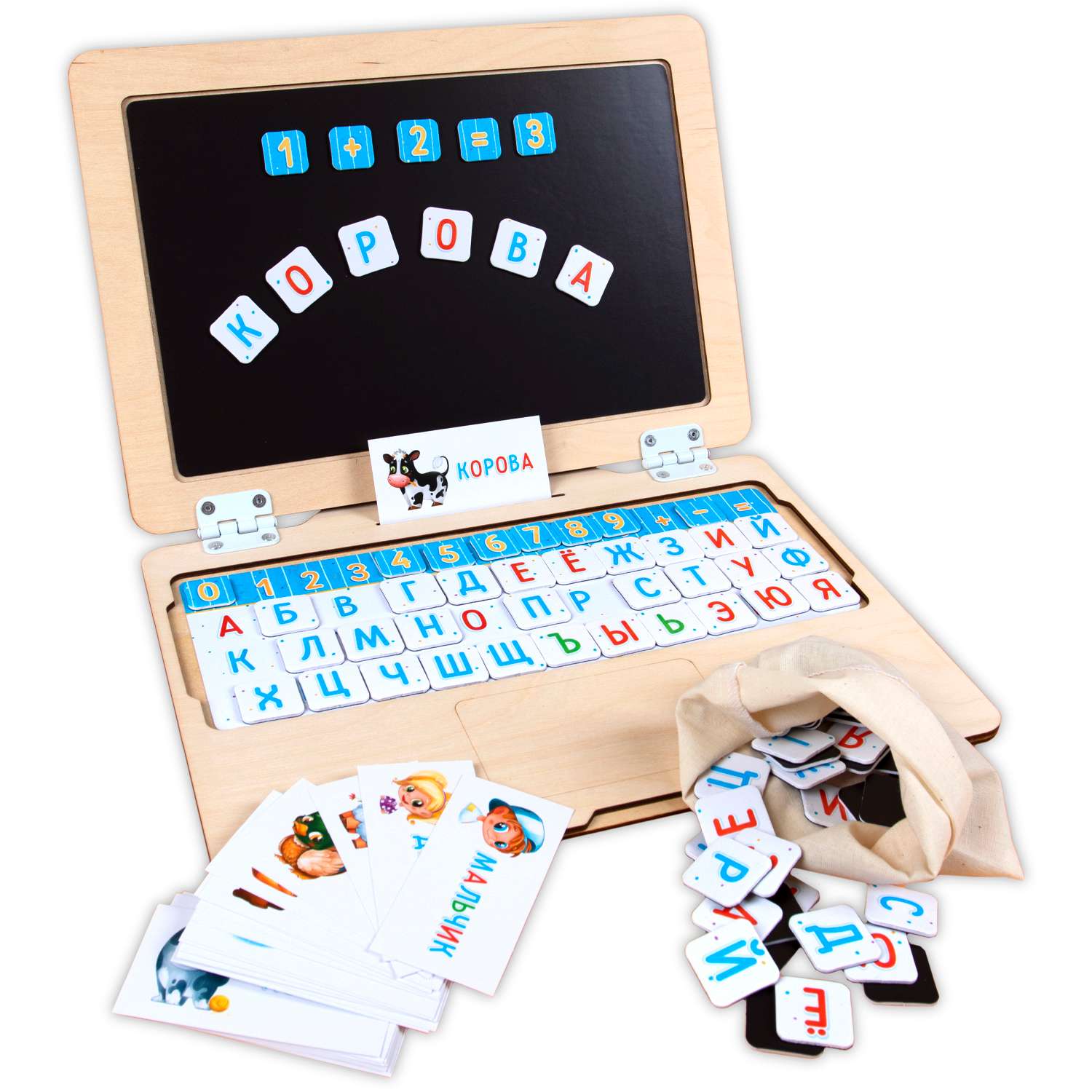 Игра настольная Raduga Kids деревянный ноутбук алфавит синий - фото 1